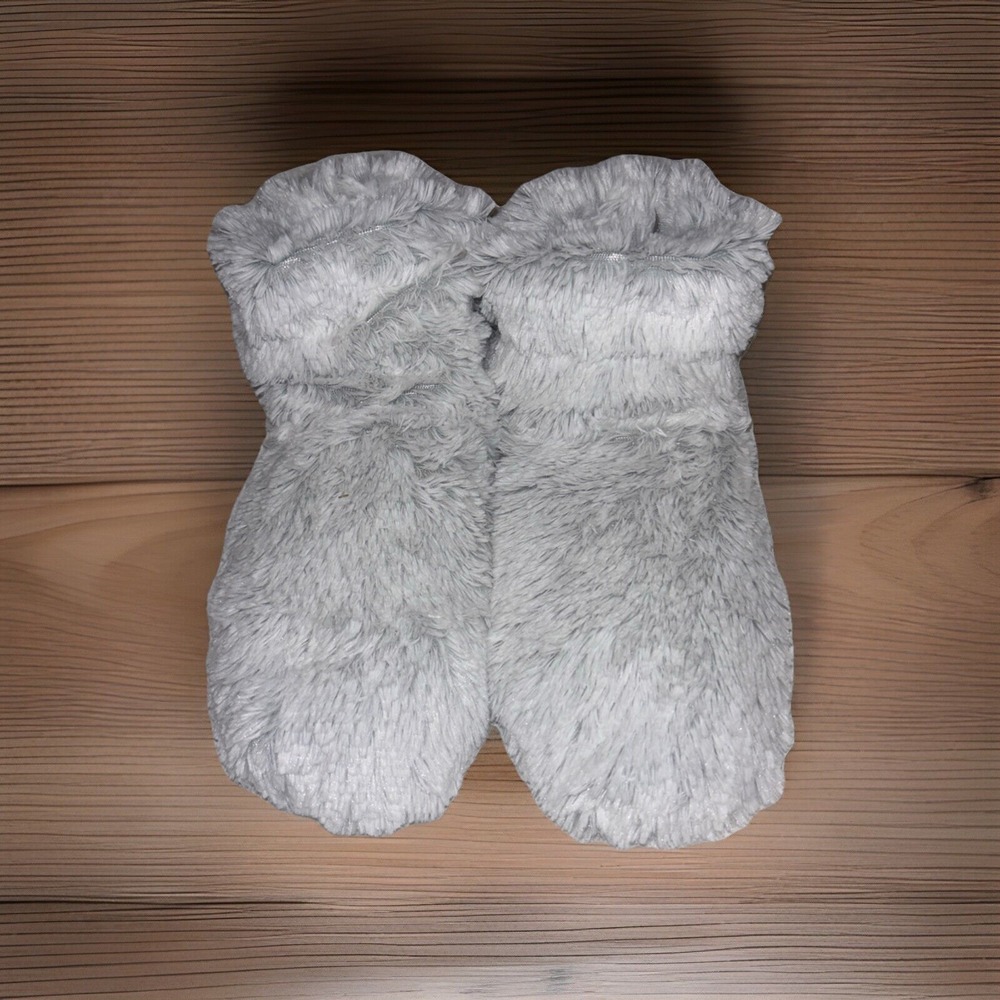 Intelex Warmies 6-10   Grey Microwavable Soothing Warming Fuzzy Slippers Bootie